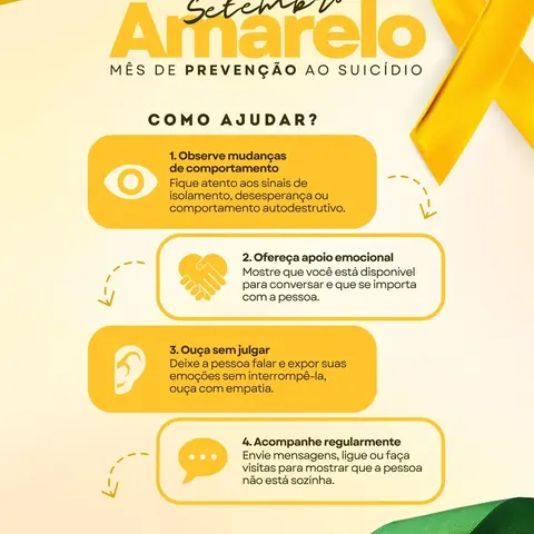 💛 SETEMBRO AMARELO | VALORIZAR A VIDA É UM COMPROMISSO DE TODOS!