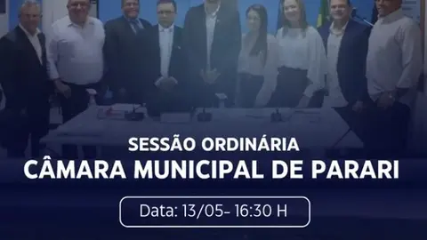🚨 ATENÇÃO, PARARI! HOJE A CÂMARA MUNICIPAL TEM PAUTAS IMPORTANTES PARA O NOSSO MUNICÍPIO! 🚨