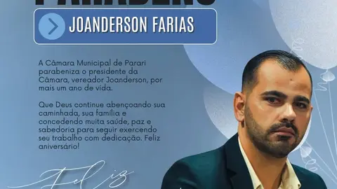 Câmara de Parari parabeniza Vereador Joanderson por seu aniversário