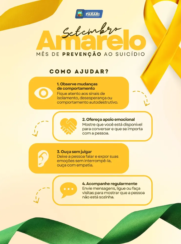 💛 SETEMBRO AMARELO | VALORIZAR A VIDA É UM COMPROMISSO DE TODOS!